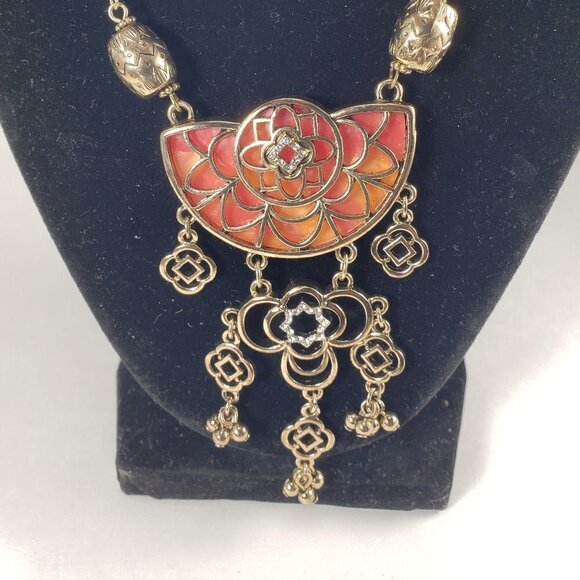 Erica Lyons 26" Gold-tone Multi-Color Beaded Necklace with Filigree Drop Pendant - Picture 5 of 9